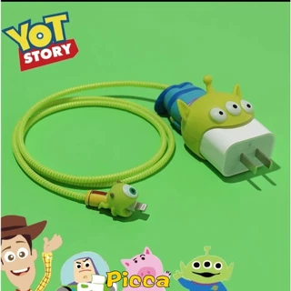 Conjunto 4 Em 1 Protetor De Cabo Para IPhone/IPad 18W/20W Proteção Do Carregador Funny Cute Cartoon Disney Toy Story Protector De História Acessórios Telefone