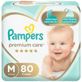 Fralda Pampers Premium Care Jumbo M 80 Unidades em Oferta na Shopee
