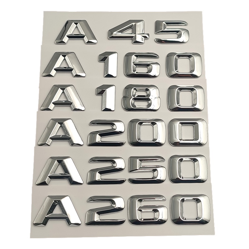 3D Chrom Buchstaben A250 Für Mercedes A-Klasse - ABS Aufkleber W176 W177