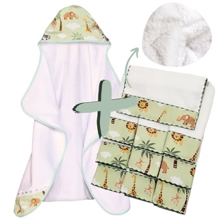 Toalha de Banho Bebe Dupla Camada + 6 Toalhas de Ombro para Bebê 100% Algodão Estampada em Oferta na Shopee