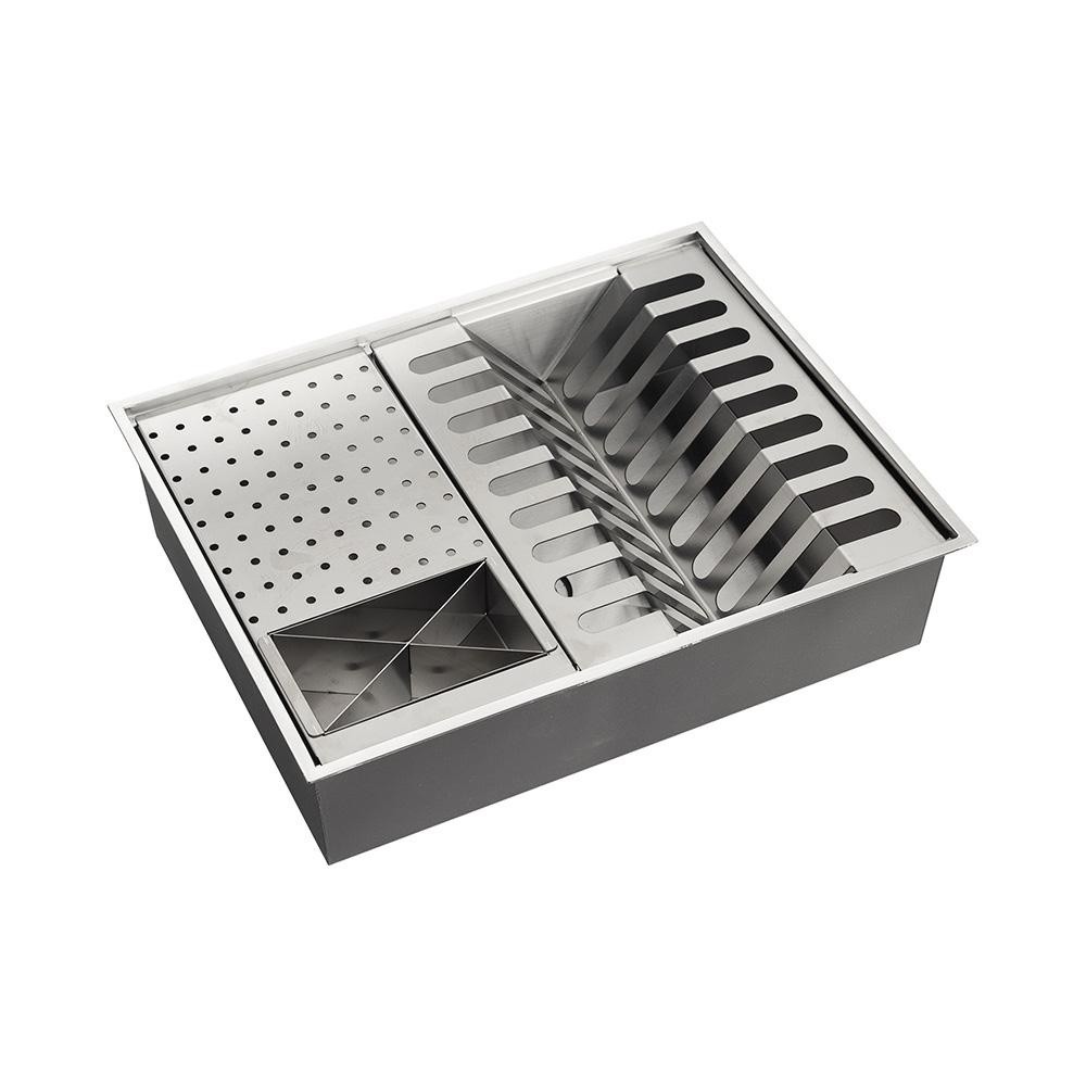 Escorredor Embutido Para Cozinha Gourmet Aço Inox 304 Baniwa 50x40 cm Pingoo - Prata