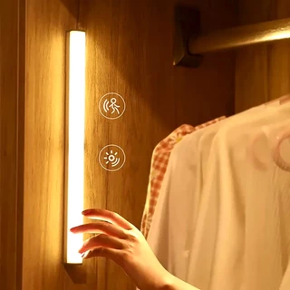 Lampada de Led Com Sensor De Movimento Iluminação Luminária Emergência Corredor Armário Cozinha Banheiro Recarregável Luz Quente Fria Decoração