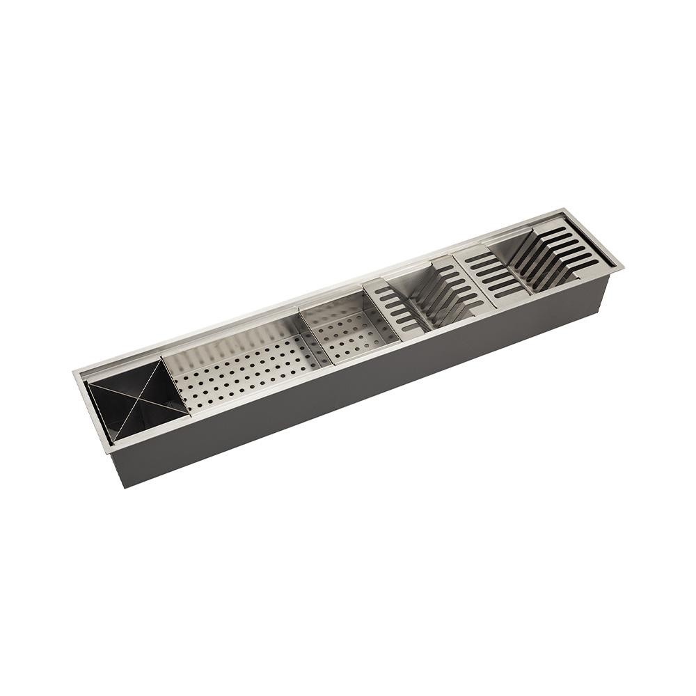 Escorredor Embutido Para Cozinha Gourmet Aço Inox 304 Waiana 92x19 cm Pingoo - Prata