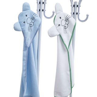 Toalha de Banho Bebe Kit 2 Toalhas Bordada com Capuz Forrado em Tecido Fralda 100% Algodão Menino Menina