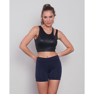 Top Feminino Cirrê Vazado Fitness Fitter Preto