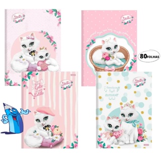 KIT 4 CADERNOS BROCHURAO 80 FOLHAS CAPA DURA SISSI