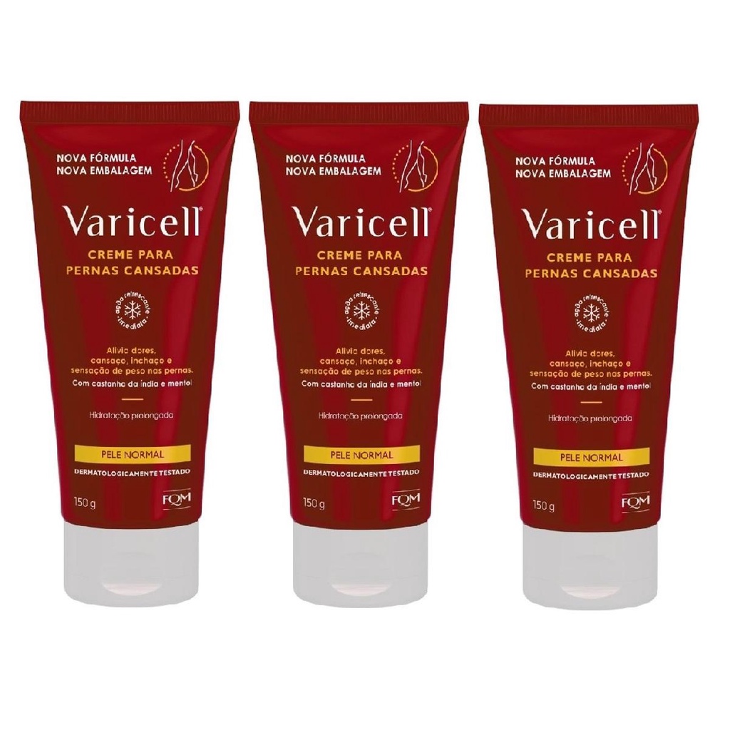 Kit Varicell Creme Para Pernas Cansadas Pele Normal Com 3 Unidades De ...