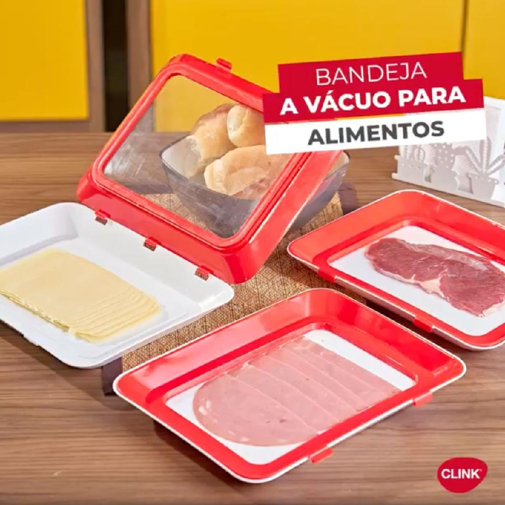 Bandeja Travessa A Vácuo Para Guardar Alimentos Preservação Organizar Geladeira Empilhável Clink Reutilizável Presunto Queijo Carnes Bifes Frango