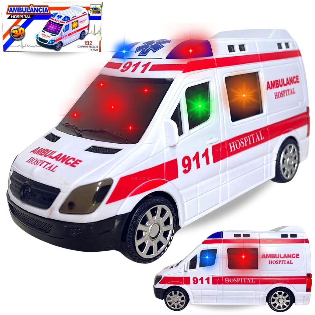 Blocos de Montar - Cidade - Ambulância - Carro de Fricção - 54