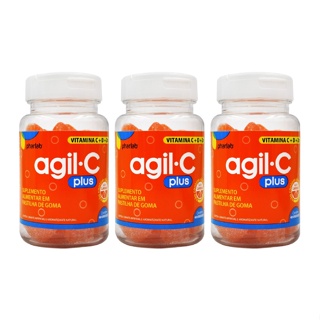 Agil C Plus Vitamina C + D + Zinco Pharlab Suplemento Alimentar C/40 Gomas - Kit C/3