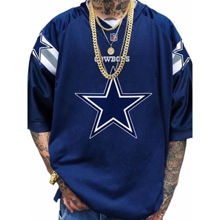 2023 Verão T-shirt com decote em V para homens casuais de tamanho grande manga curta com decote em V pequena T-shirt NFL roupas esportivas Europa e América CQ5L