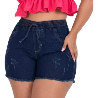 Short Jeans Plus Size Elastico De Cós Alto com Lycra Elastano Luxo Premium