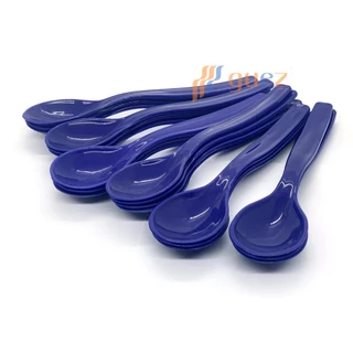 Colher escolar merenda lanches infantil azul bic em plástico 7ml - Kit 50 unidades