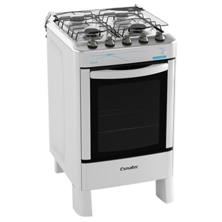 Fogão de Piso Esmaltec 4 Bocas Ágata | Mesa de Inox, Acendimento Automático, Branco, Bivolt