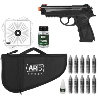 Pistola Pressão C12 Wingun c/ Capa 33cm + Esferas Aço + Co2