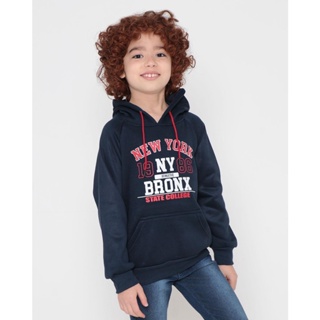 Blusão Moletom Infantil Com Capuz N.Y. Bronx Azul Marinho