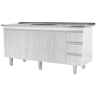 Gabinete New Siena p/ Pia 1,80m Branco e Rovere Bonatto