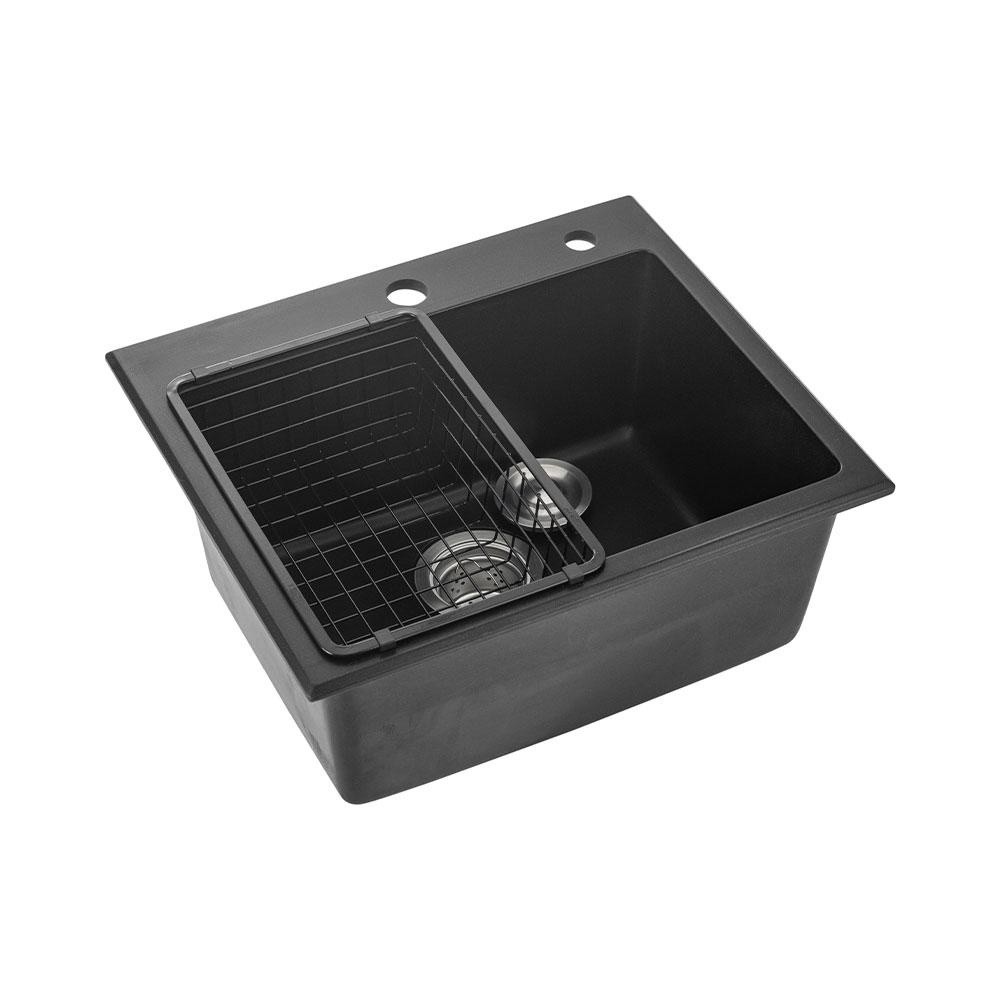 Cuba Para Cozinha Gourmet De Quartzo Com Acessórios Guató Pingoo - Preto