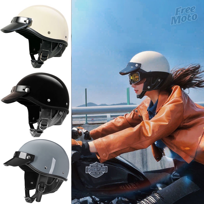 Capacete De Motocicleta Retro Moto Scooter Vintage Half Face Biker