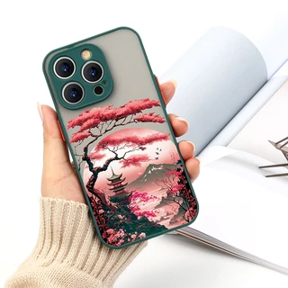 Capa De Celular Para Samsung Galaxy A54 A13 A23 A33 A53 A73 A14 A34 A32 A52 A52S A72 A51 A71 Japonês Estética Paisagem Duro Fosco PC Anti-Impacto