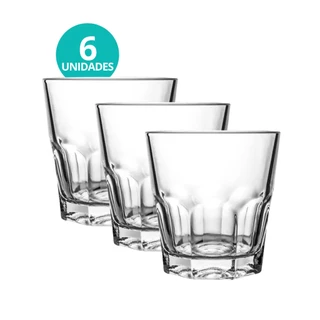Jogo 6 Copo Vidro Baixo Bristol Whisky Drink Bar Restaurante 250mL