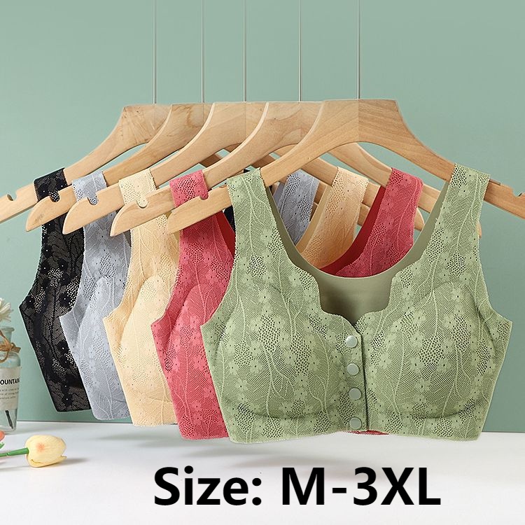 Novo Sutiã De Meia-Idade E Renda Frontal Das Mães Idosas , Sem Costura Respirável Anel De Aço , Roupa Íntima sexy De Coleta De Seda Gelada