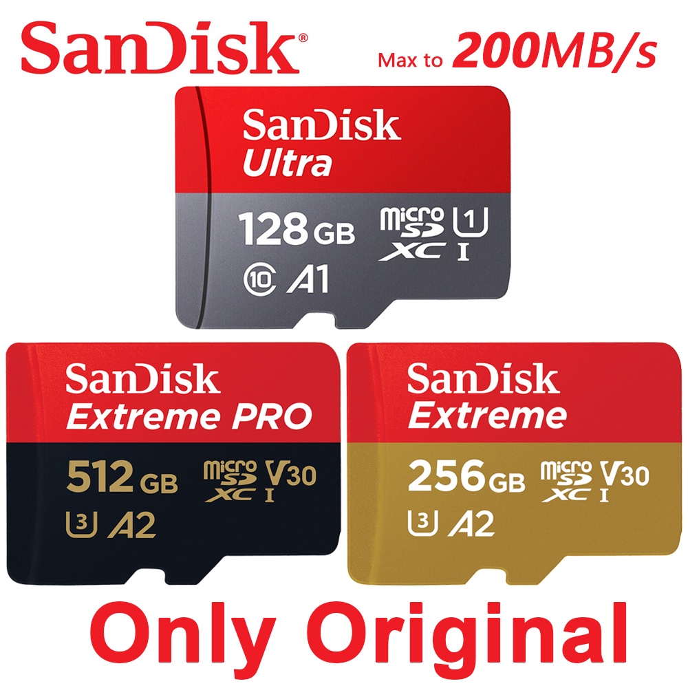 SANDISK Ultra Extreme 256GB Micro SD 128GB Cartão De Memória 64GB 32GB/TF Flash 512GB Microsd Para Telefone Pro