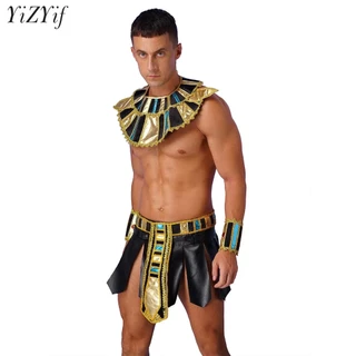 Traje De Halloween Faraó Egípcio Homem Rei Do Egito Conjunto De Lingerie Cosplay Roupa De Festa Temática