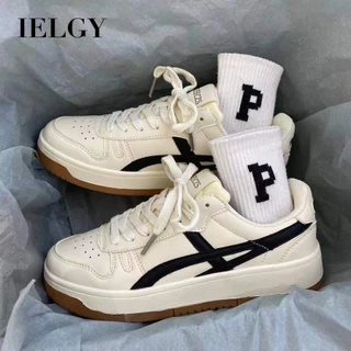 Ielgy Cream Retro Sapatos Brancos Preppy Hong Kong Estilo Tênis Esportivos Respiráveis Mulheres