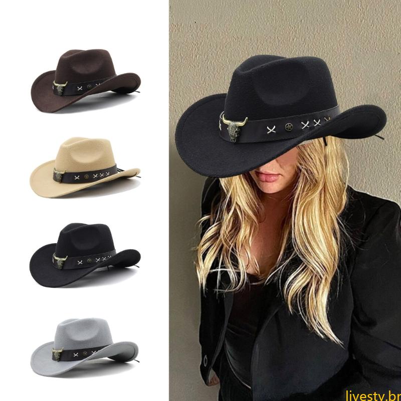 Chapéu Cowboy Feminino Cowgirl Ocidental Fedora Festa Propaganda ...