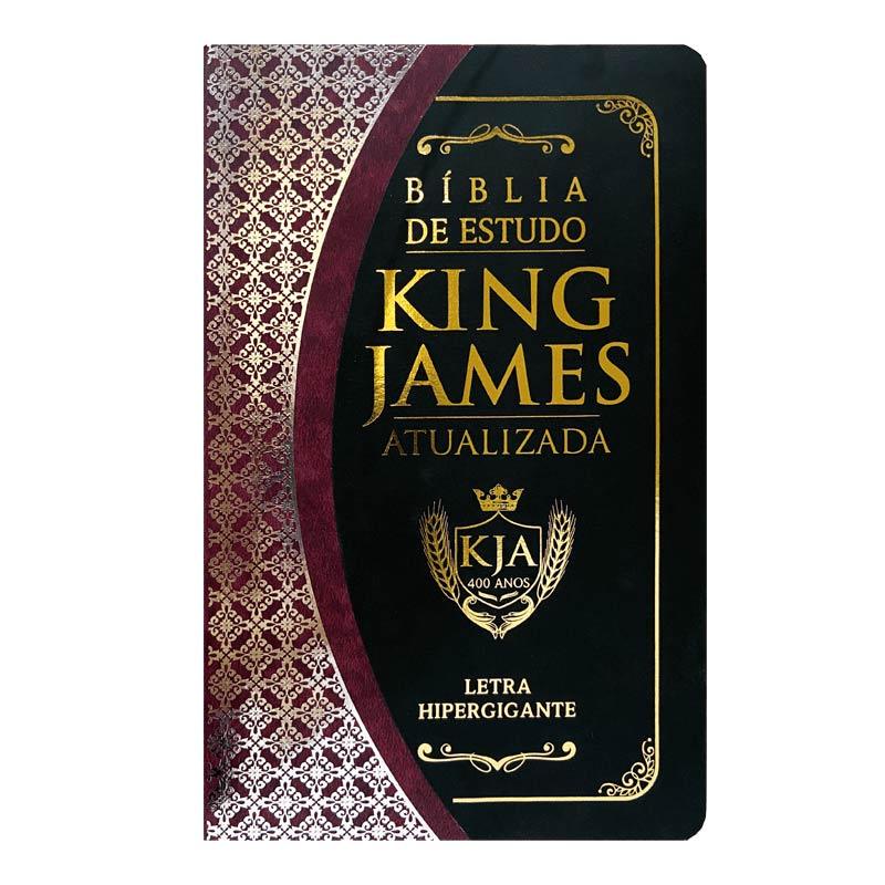 Bíblia de Estudo KJA | King James Atualizada | Letra Hipergigante | PU | Preto e Vinho
