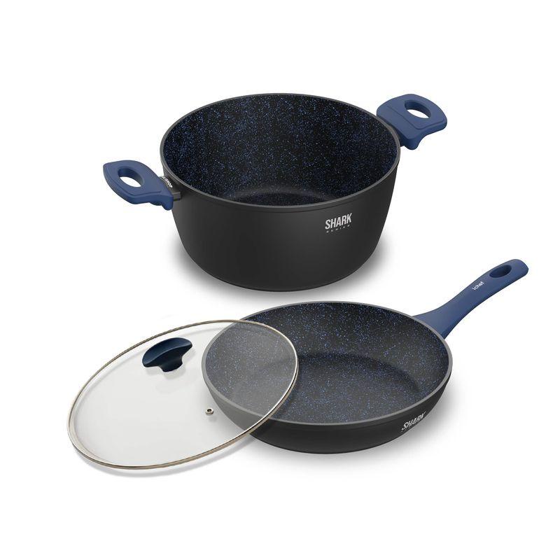 Panelas Ichef Home Sauté Grand e Family Size com Tampa de Vidro 24Cm Azul