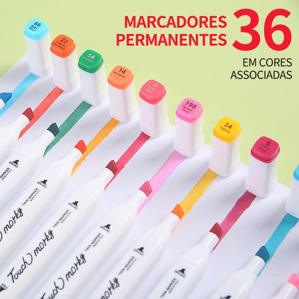 36 Cores Caneta Marcadora Com Ponta Dupla/Pintura De Arte/Aquarela/Material Escolar/Escritório