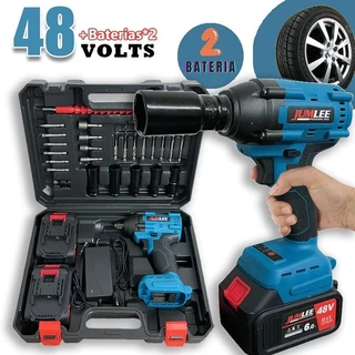 Chave De Impacto Parafusadeira Furadeira Portátil 1/2" com 2 Baterias 48v