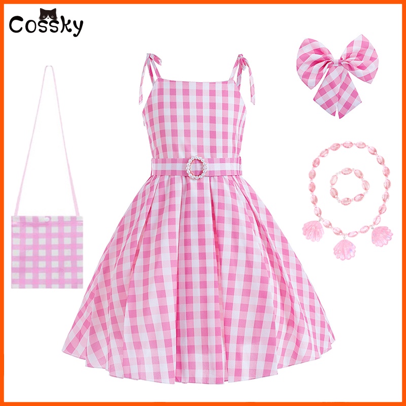 Vestido de princesa xadrez infantil, traje de filme quente para meninas,  rosa, aniversário, Dia das Bruxas, Carnaval, Festa, Cosplay, roupas infantis  - AliExpress