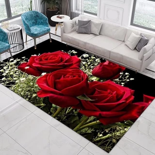 Home Decoração Porta De Entrada Tapetes Rose Peony Pastoral 3D Sala De Estar Pelúcia De Dormitório