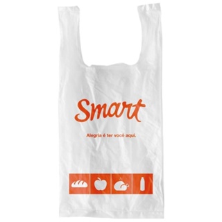 Sacola Smart Branca Impressa 48 x 55 Embalagem com 2000 Unidades
