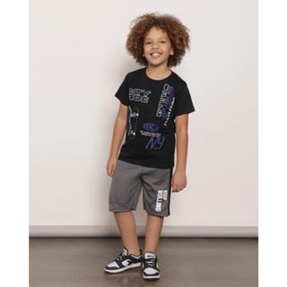 Bermuda Infantil Helenca Lateral Texturizada Cinza