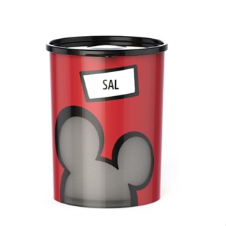 Porta Mantimentos para Sal em Plástico Mickey Mouse com Tampa Preta 1,2L - Potte