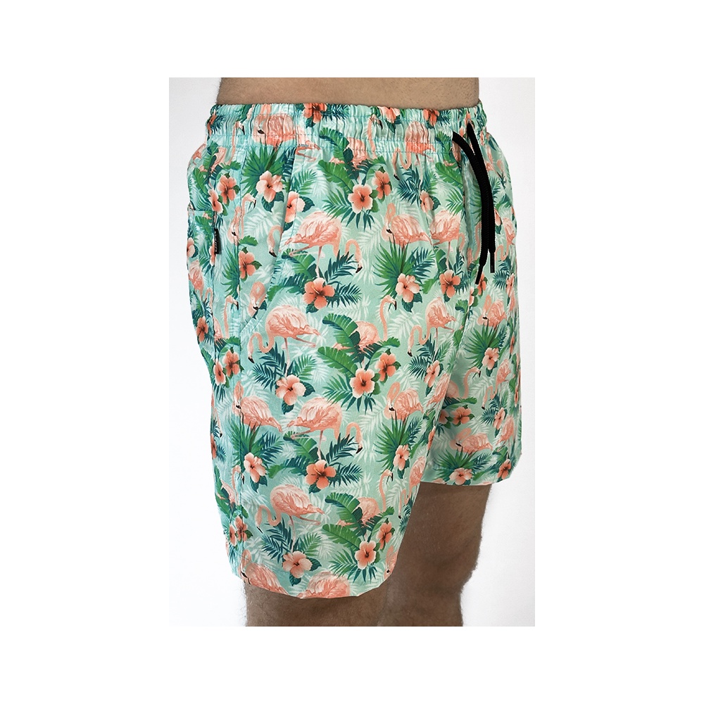 short masculino estampado flamingo