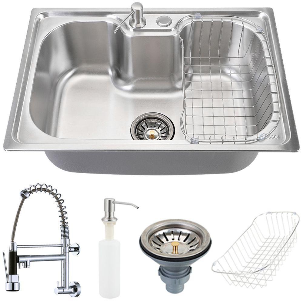 Cuba para cozinha gourmet pia inox com acessórios Carajás e Torneira de parede para cozinha Munim Pingoo
