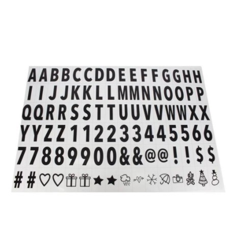 96 Letras Pretas P/ Luminária Letreiro De Cinema Lightbox A4