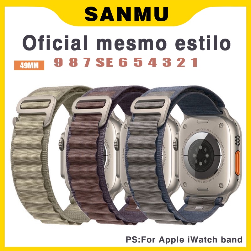 2023 Pulseira Alpino Para Smartwatch Relógio Apple Watch Loop Alpinista Nylon Elástica Design Moderno Ultra Série 49mm 3 4 5 6 7 8 Pulseira