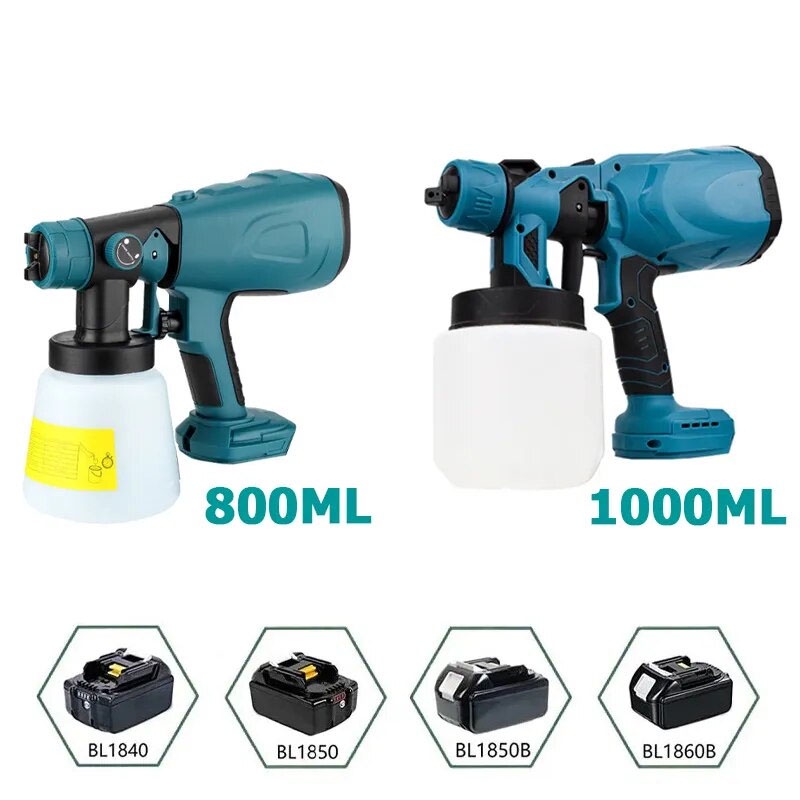 Pistolet à peinture HVLP sans fil 1000ml pour batterie Makita 18V