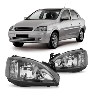 PAR FAROL DIANTEIRO CORSA 2008 MONTANA PRETO DIREITO ESQUERDO