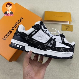 100% Original Fashion LV Trainer Calçados masculinos de treinador de moda Calçados masculinos de tênis preto branco Calçados esportivos de casal Unisexo