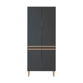 Armário Paneleiro para Cozinha Sabrina 80 x 202 Cm MDP Preto 0452 MENU