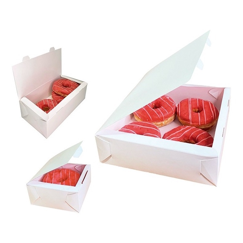 KIT 25 Caixas p/ 1, 25 p/ 2 , 25 p/ 4 Donuts BRANCO TOTAL 75