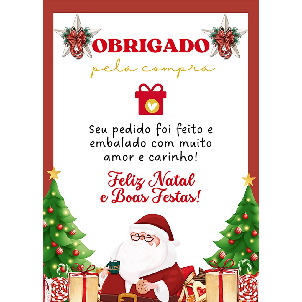 100 Folhetos FELIZ NATAL Gratidão e Agradecimento ao Cliente 10x14 ...