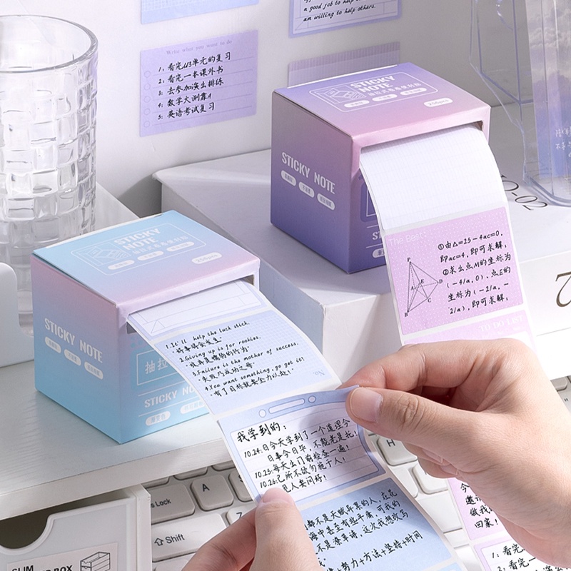 256Pcs Creative Gradient Color Pull-out Sticky Notes Student Multi-functional Tearable N Times Stickers Material De Decoração De Cadernos De Bricolagem